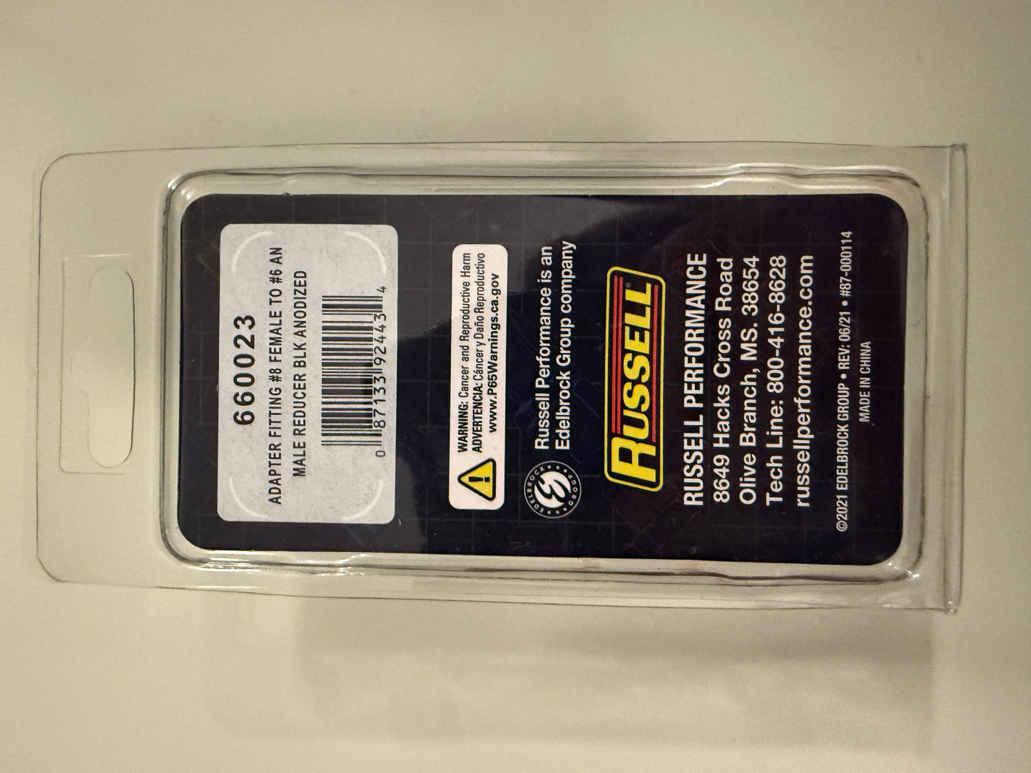 Russell -8AN Female to -6AN Male Adapter