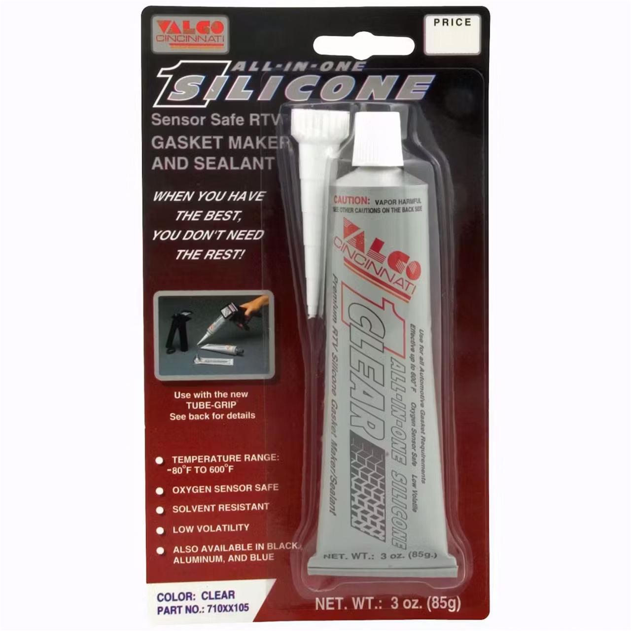 Valco All-In-One RTV Silicone Sealant 3 oz. Black, Aluminum, or Clear