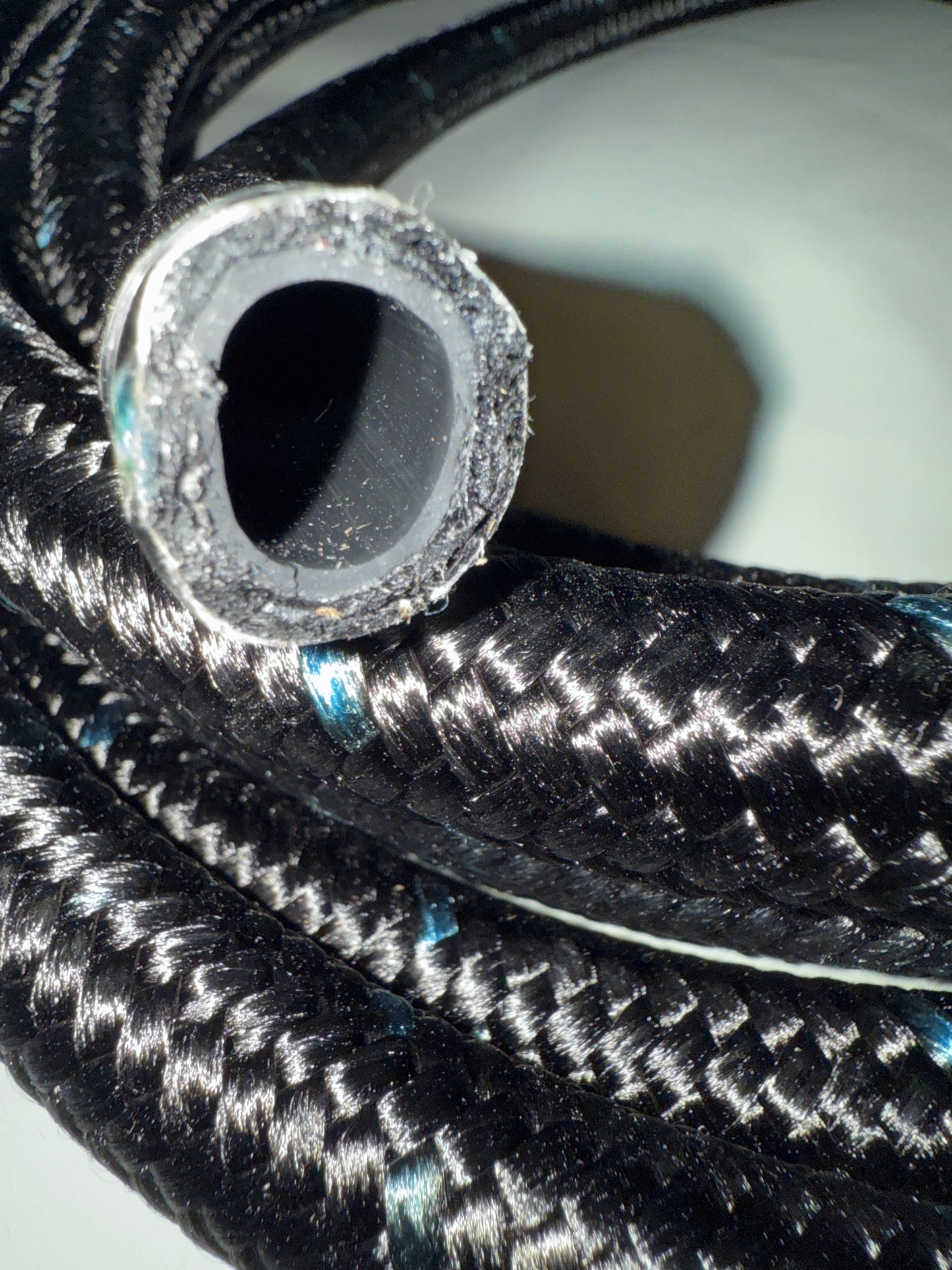 Russell -10AN Black Nylon Hose With Blue Tracer