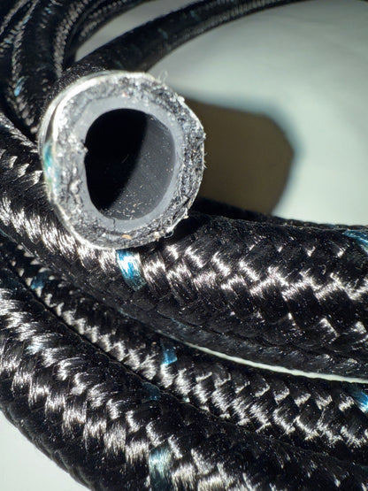 Russell -10AN Black Nylon Hose With Blue Tracer